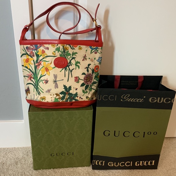❤️Authentic GUCCI flora bloom shoulder bag Crossbody  Vintage FLORAL pattern 🍀 - Picture 6 of 9